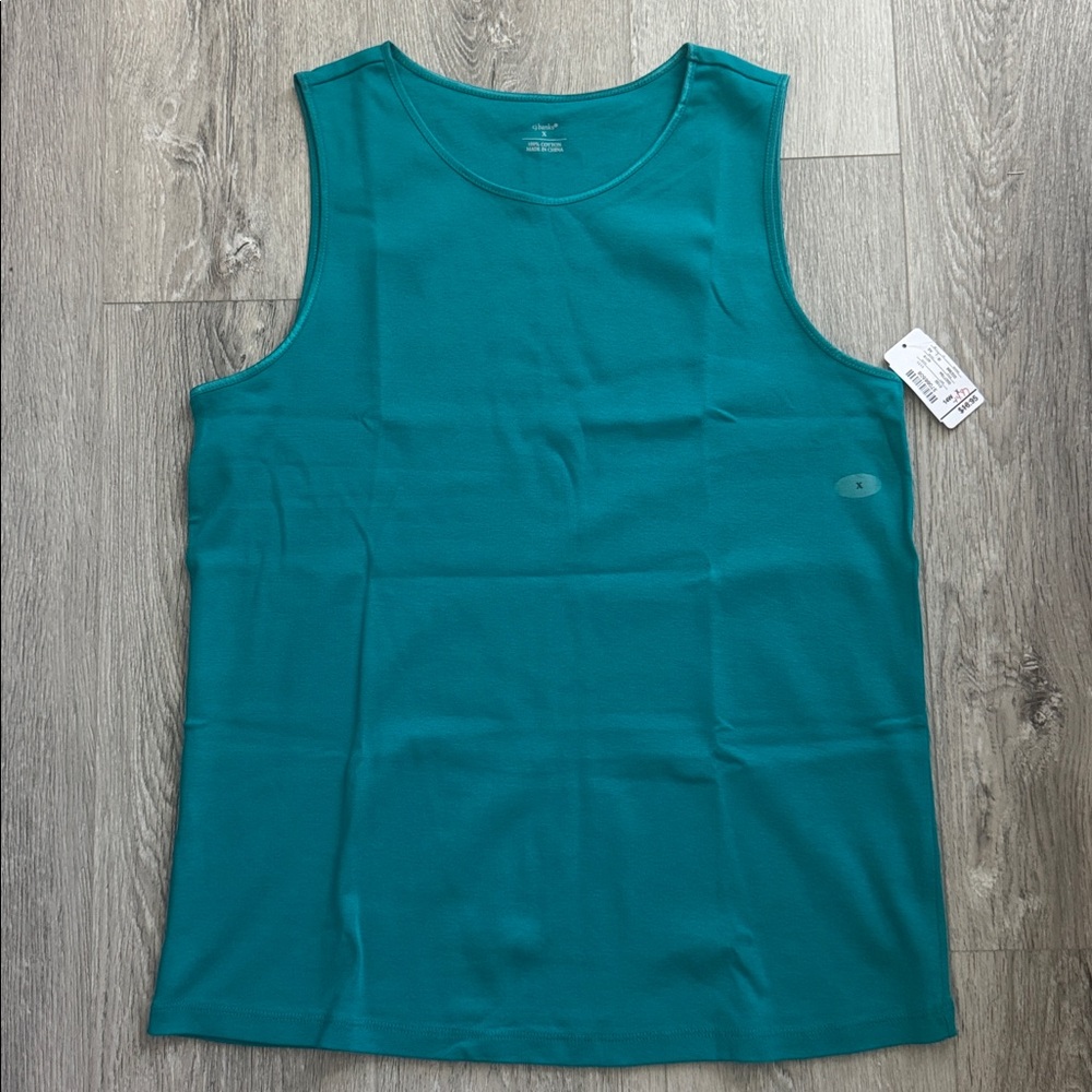 NWT CJBanks Turquoise Satin Trim Sleeveless Top 100% Cotton Size X/14W